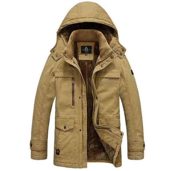 Новая зимняя куртка мужская ветровка толщиной теплый парки мужчины с капюшоном воротник с капюшоном флис лайнер Parkas Hombre Invierno Plus 5XL пальто мужчины Y1103