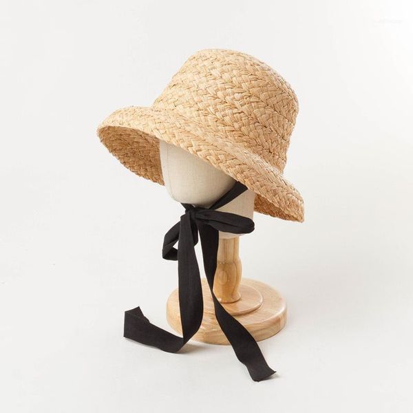 

weme hand made kids hat in raffia flat straw sun for holiday caps & hats1, Yellow