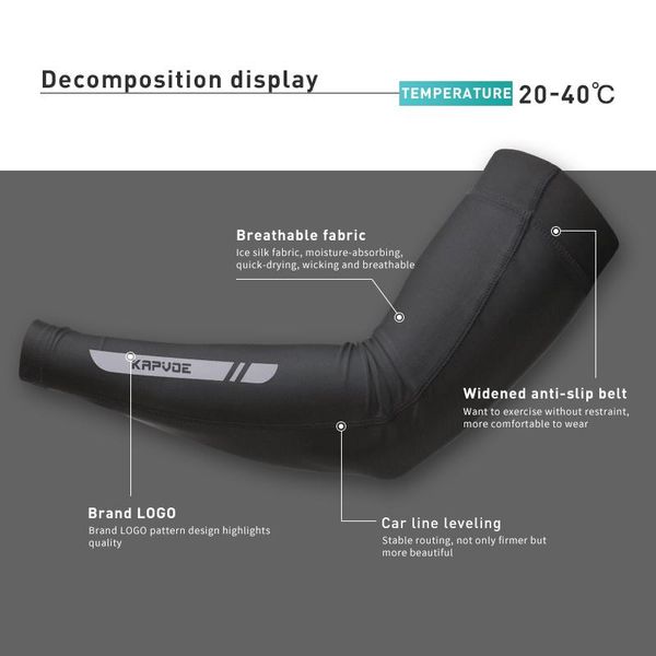 

kapvoe cycling sleeve ice fabric uv protection sunscreen for basketball cuffs running arm summer sleeves mtb cover elbow & knee pads, Black;gray