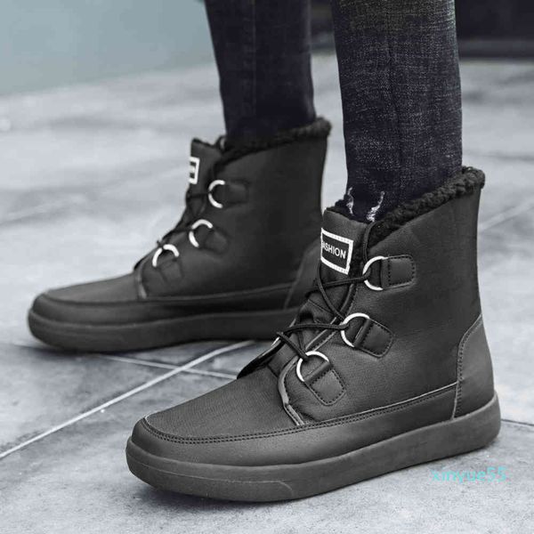 

large outdoor leisure high autumn and winter thick bottom plush warm outdoor cotton shoes snow boots women, Black