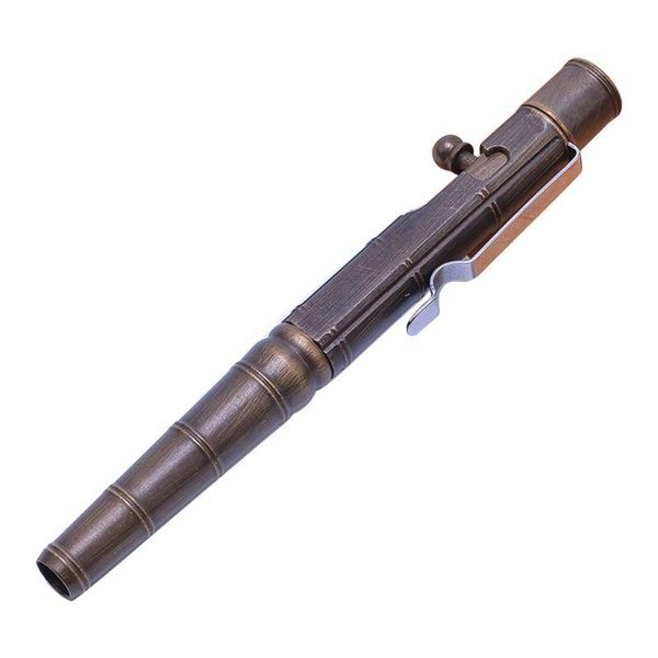 

gel pens f2ta solid brass ink pen retro bamboo node bolt action writing tool stationery