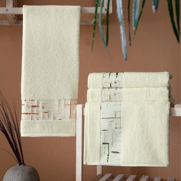 

towel 4*(50x90cm) set turkish pure %100 cotton super absorbent soft white with special design east west home textile 2021