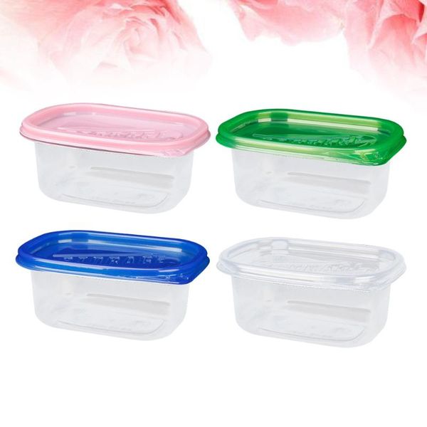 

storage bottles & jars 12pcs 280ml rectangular plastic lunch boxes disposable food container kitchen sealed box for fruit cake(green and blu