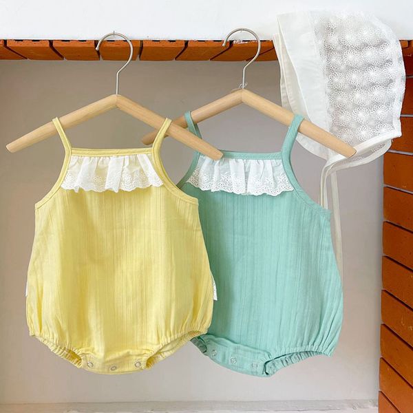

summer baby girl sleeveless romper children braces romper kids baby girl clothes romper infant pure color rompers 0-3yrs, White