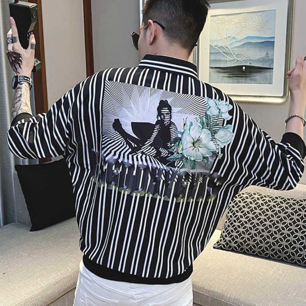 

summer striped shirts men short sleeve loose pullover hip hop harajuku street wear chemise homme social party casual shirt 210527, White;black
