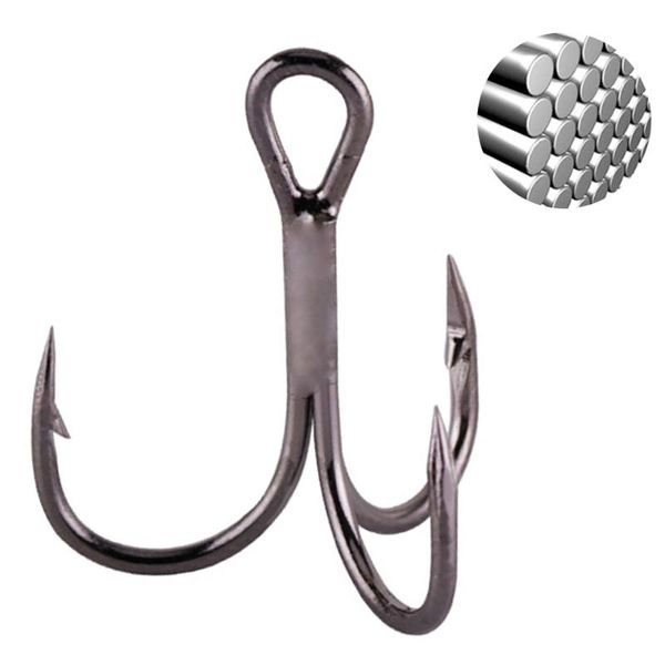 

selling 10pcs three hooks high carbon steel black treble overturned saltwater bass fishing tackle accessories tool