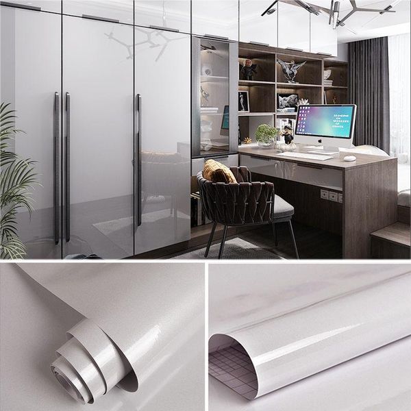 

wall stickers pearl gray home decoration films self-adhesive for furniture renovation kitchen cabinets waterproof wallpaper
