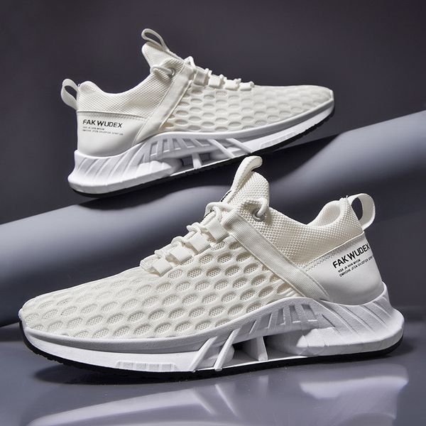 

breathable lightweight sneakers mesh fly woven casual shoes couple outdoors running shoes zapatillas hombre, Black
