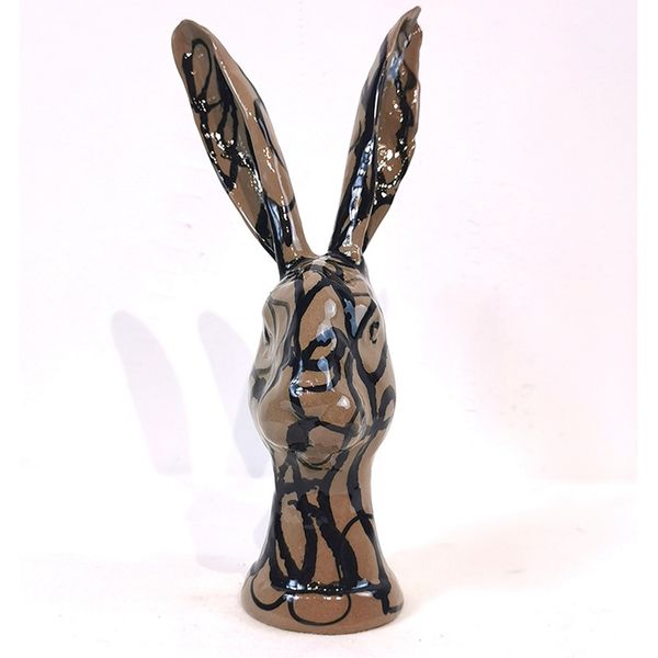 

artwork ceramic crack black brown ornament living room craft rabbit