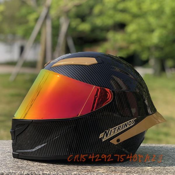 

motorcycle helmets high-quality nitrinos racing helmet personality men and women four seasons carbon fiber pattern big tail safety helme