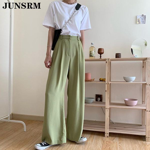 

women's pants & capris high waist floor-length for women 2021 summer ladies wide leg trousers vintage loose casual female suit pantalon, Black;white