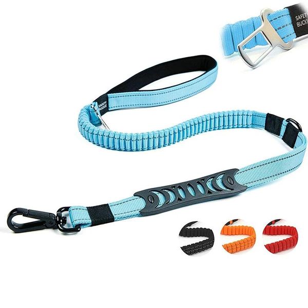 

multifunctional heavy duty bungee dog leash reflective absorbing training 2 traffic handle car seat belt collars & leashes
