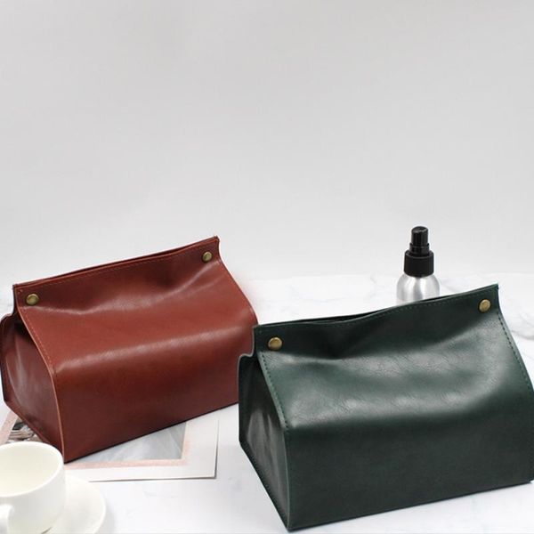 

tissue boxes & napkins chic box container pu leather home car towel soft foldable napkin papers bag holder case pouch table decoration