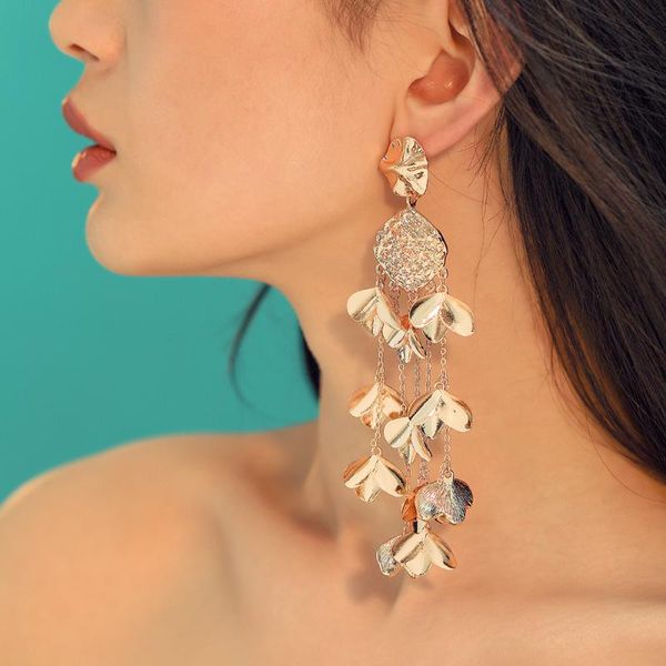 

solememo 2021 gold leaf drop earrings for women metal long earring girls vintage statement jewelry gifts e5324 dangle & chandelier, Silver