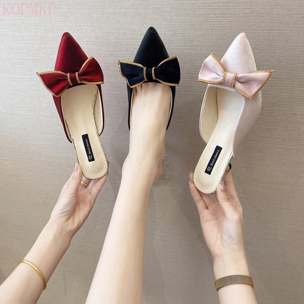 

sandals fashion womens summer pointed toe bowknot casual thin high heels sadalias femininas zapatilla mujer jelly shoes, Black