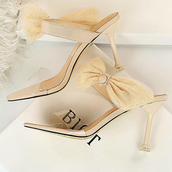 

dress shoes 2021 women slides 7.5cm high heels silk mules fetish summer sandals slippers fashion sandles wedding bridal platform bow, Black