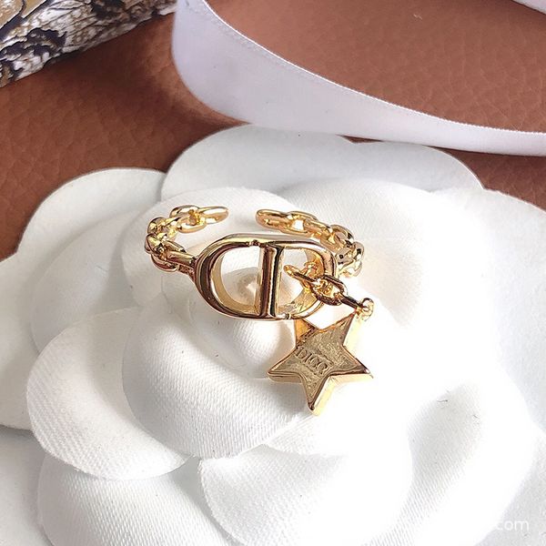 

fashion couple rings 2021 d family gun gold opening star female lovely brass does not fade, Silver