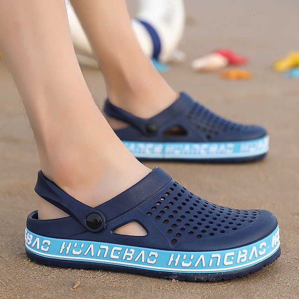 

slippers men's summer shoes flat clogs hollow slip-on casual for men rubber nonslip sandals male water shoes 6jsk, Black