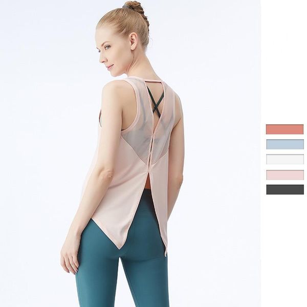 

quick-drying short-sleeved mesh yoga fitness blouse loose and breathable running sports vest sleeveless t-shirt outfit