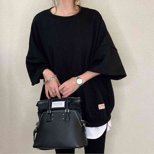 

women's t-shirt t-shirt women casual korean fashion autumn ladies nine-point sleeve round neck trumpet patchwork pull inbv, White
