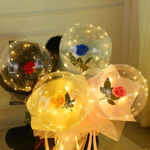 

luminous balloon rose bouquet bobo ball valentines day girlfriend girl gift wedding birthday party decoration balloons decorative flowers &