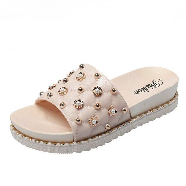 

slippers women thick bottom casual slides sandals vacation beach ladies summer flat platform flip flops 698, Black