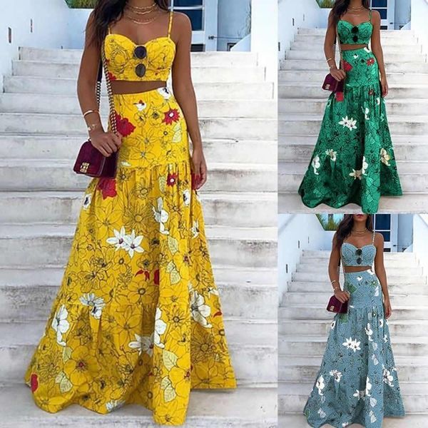 

casual dresses sling dress suit summer fashion plus size high waist big swing a-line floor-length for women lugentolo, Black;gray