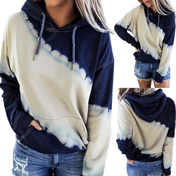 

fashion autumn winter casual women hoodies long sleeve hoodie tie dye loose sweatshirt pullover hooded female women's & sweatshirts, Black