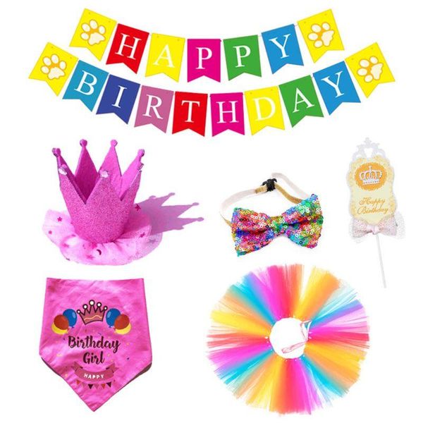 

dog apparel birthday bandana hat banner set puppy cute bow tie party supplies tutu skirt w0yc