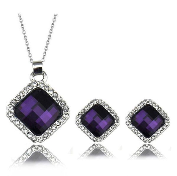

earrings & necklace bridal 2021 brand fashion silver plated exquisite blue tear set cz crystal fine jewelry sets