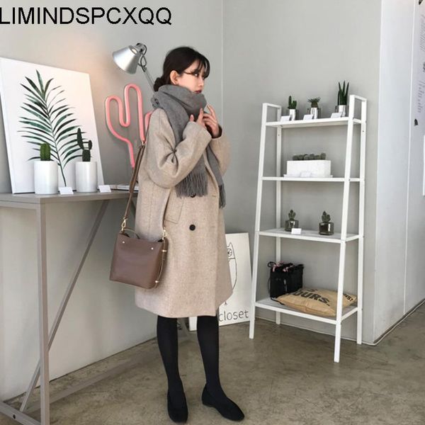 

women's wool & blends 2021 winter fashion female coat clothing slim style korean version long sleeve jackets casaco feminino clothes, Black