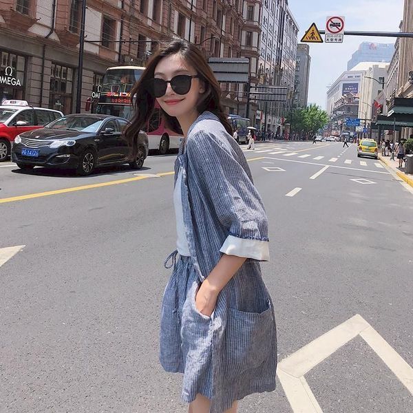 

two piece dress ternos das mulheres oversized terno jaqueta verÃ£o novo solto meados de comprimento shorts 2 peÃ§a define roupas 387, White