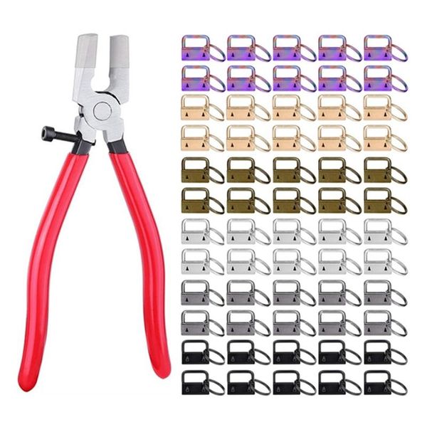 

hooks & rails 60 pcs 2.5cm key fob keychain hardware with pliers tool set for wristlet clamp lanyard making