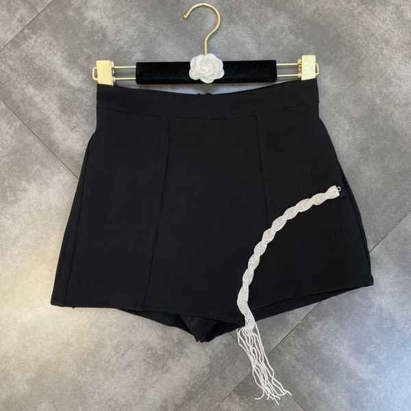 

faop summer design knitted diamonds tassel black casual slim shorts skirt women fashion gb7 210709, White;black