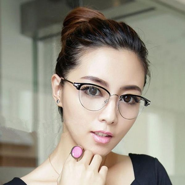 

fashion sunglasses frames vintage oval round metal eyeglass myopia rx able nerd glasses spectacles come with clear lenses, Black