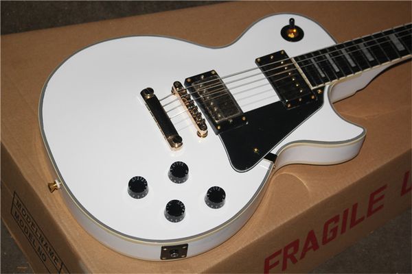 

delivery, ebony fingerboard, white electric guitar, black hardware guitar , guitar