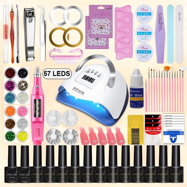 

nail art kits complete gel kit for manicure with 40 colors soak off lamp 220w acrylic nails full set everything