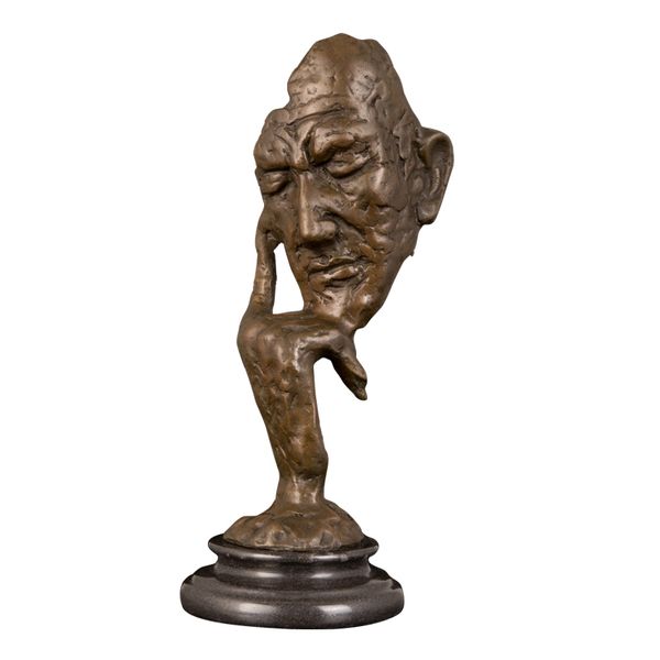 Bronze Decor DS-591 Thinking Man Bust Sculpture - Rodin Artist Collection Figurine for Collectors.