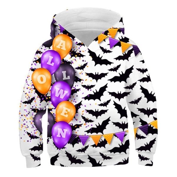

3d digital print halloween pullover sweater children's long sleeve hoodie, Black