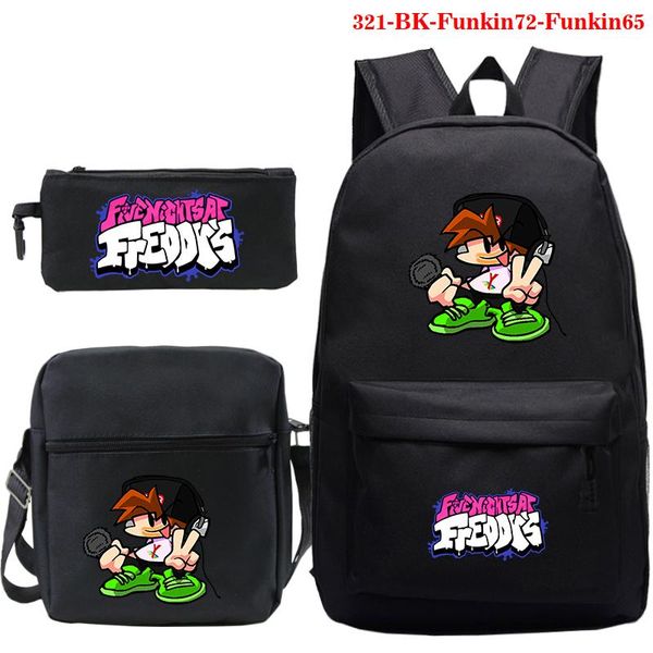 

backpack friday night funkin school backpacks students book bag boys girls 3 pcs set mochila teens sport rucksack