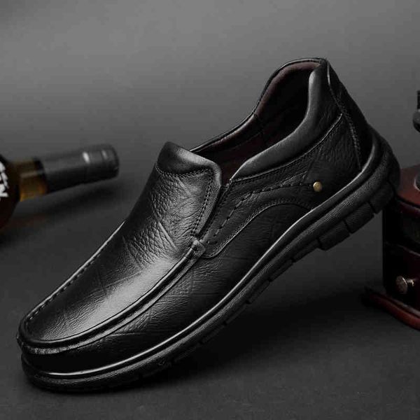

dress shoes genuine cow leather men outdoor casual leisure winter men slip on moccasins breathable fashion loafer 9w7n, Black