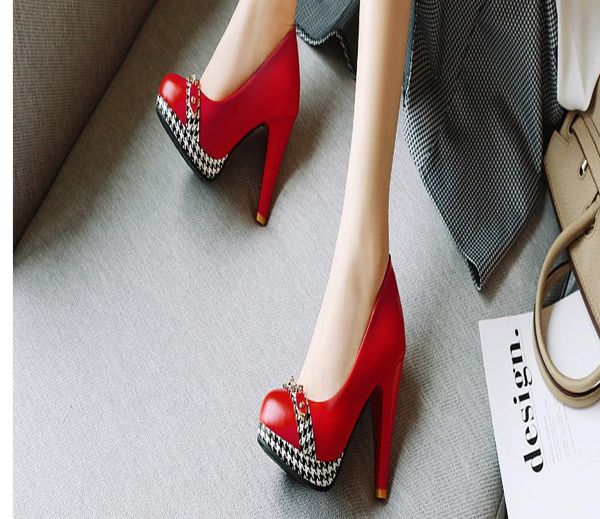 

2021 spring and autumn shoes with new style fashion high heel coarse heel round head waterproof table women's shoes @aop1, Black