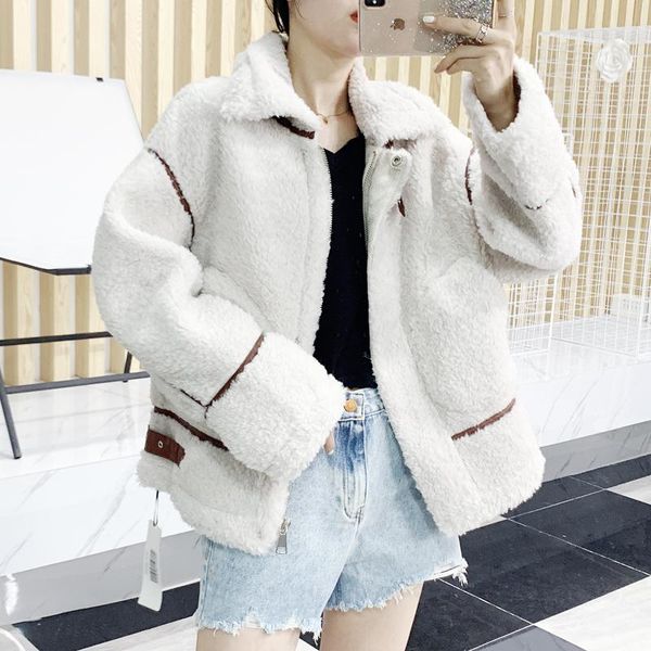 

women's jackets winter fashion lamb velvet faux fur jacket women, Black;brown