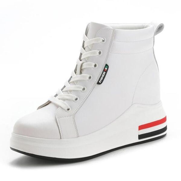 

boots fashion autumn winter shoes woman increased within high heels ankle 2021 real leather snow women, Black