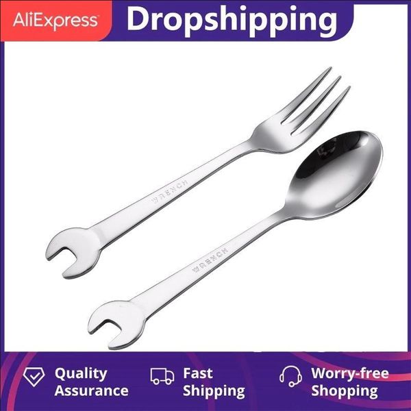 

forks 304 stainless steel spanner spoon fork wrench shape dinnerware cooking accessories tableware kitchen supplies tools