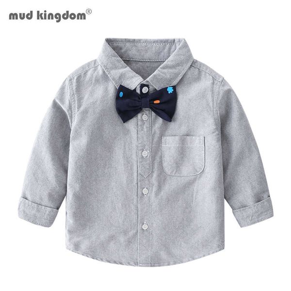 

mudkingdom toddler boys shirts long sleeve lapel with tie causal for kids clothing fashion children 2-7y 210615, White;black