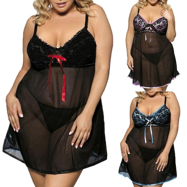 

Womens Sleepwears Sexy Women Plus Size Sleepwear Large Nightgown Babydoll Lace Robes Night Sleep Dress Womans Underwear Erotic Clothing, Black;red