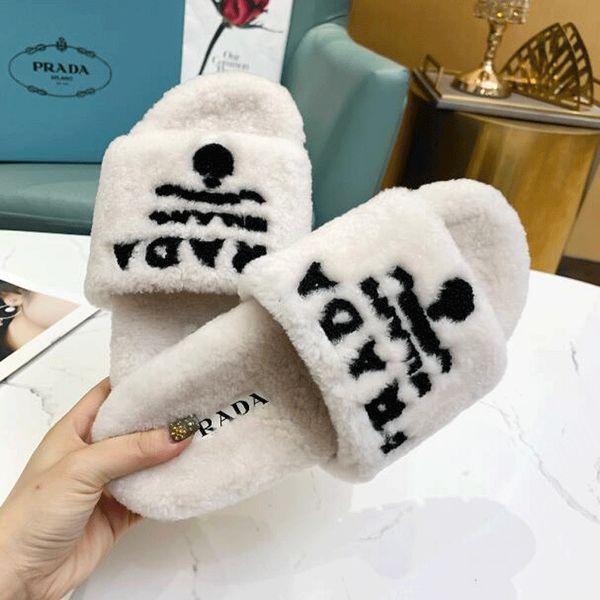 

luxurys designers women slippers wool slides winter fur fluffy furry letters sandals warm comfortable fuzzy girl flip flop shoes, Black