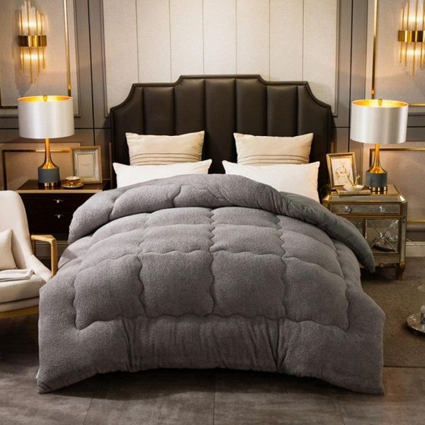 

comforters & sets lamb cashmere velvet fabric warm winter wool quilt thicken comforter duvet blanket king queen size double 1 pcs