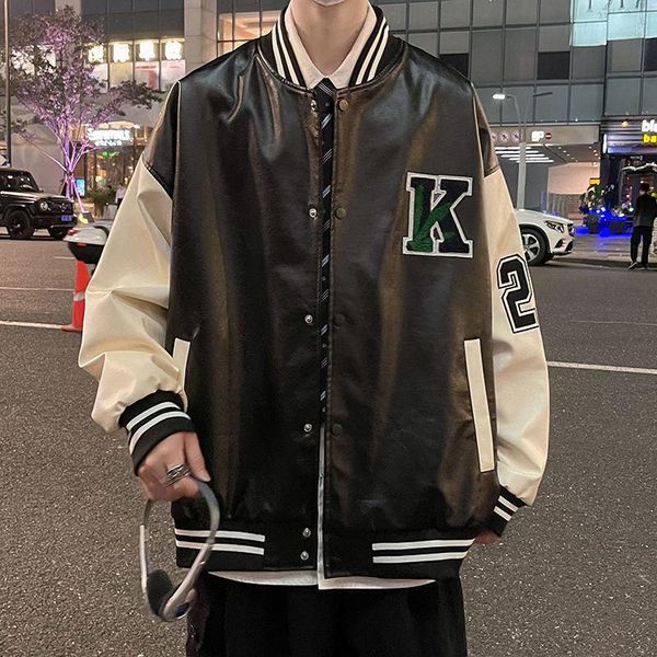 

men's jackets neploha 2021 letter graphic jacket college baseball uniform streetwear coats casual loose outerwear male, Black;brown